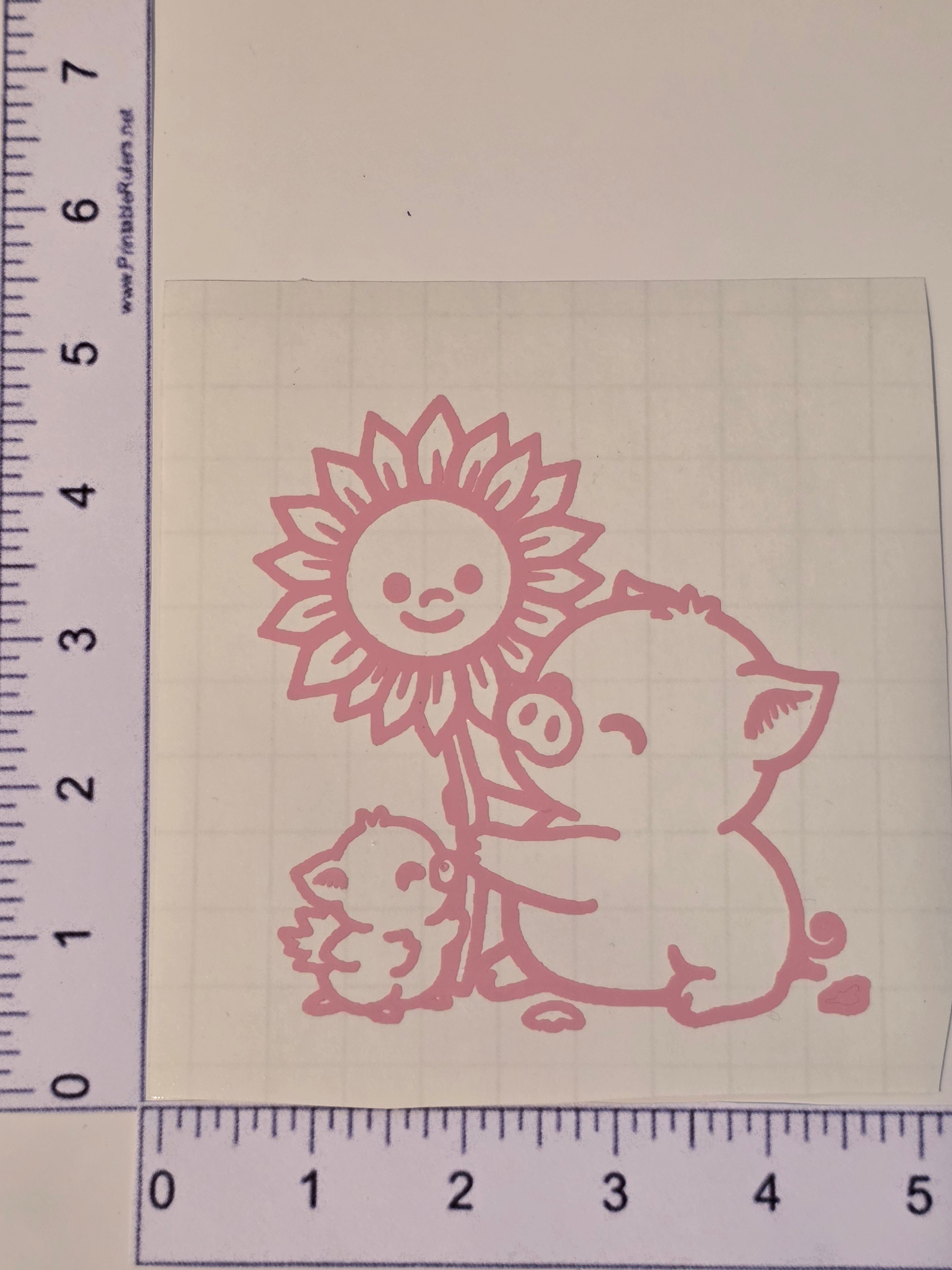 Cute Piggies with a Sunflower