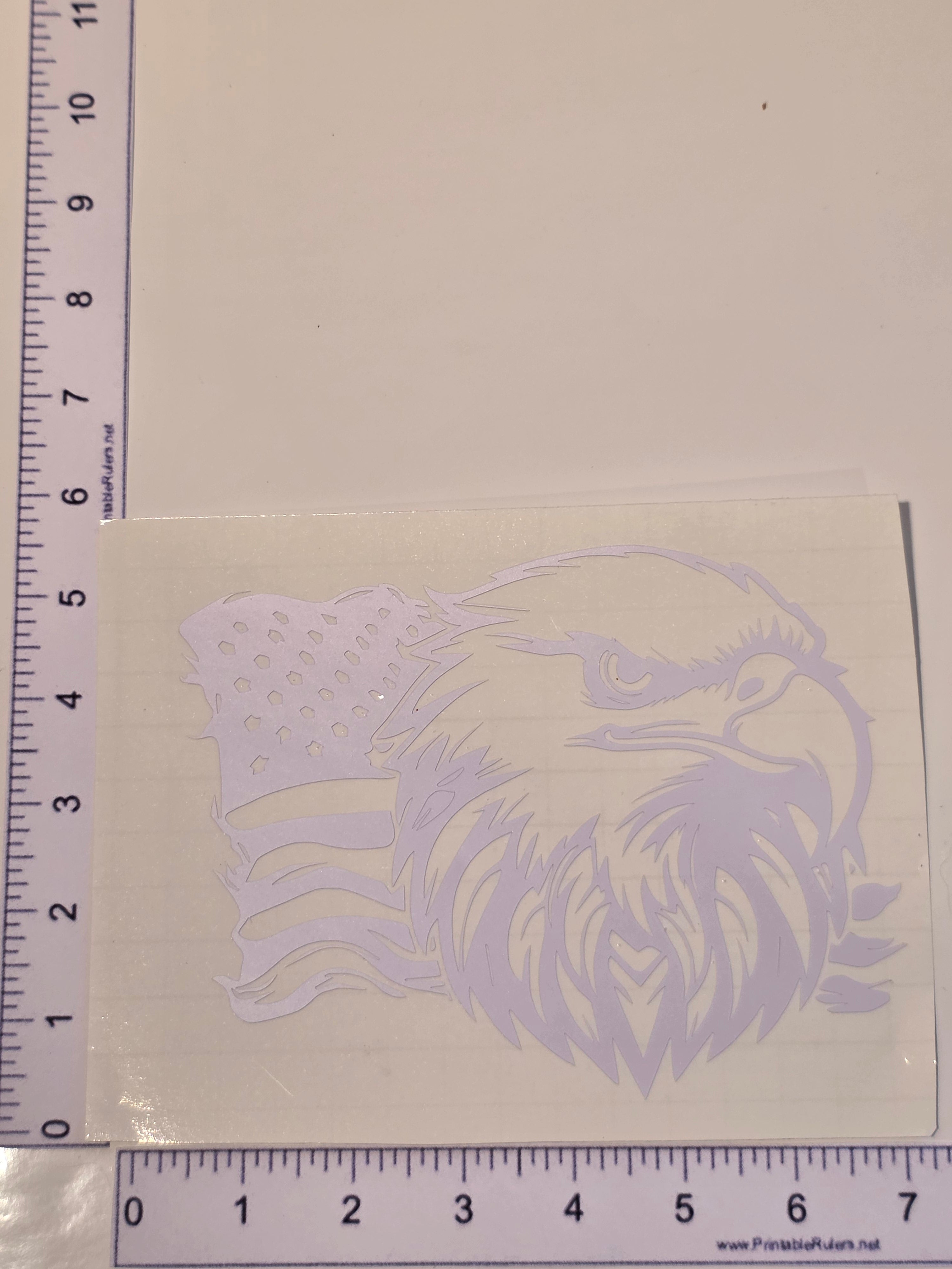 White Decal with Eagle and Flag