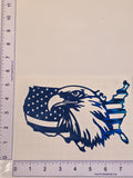 Reflective Blue Decal with an Eagle and Flag