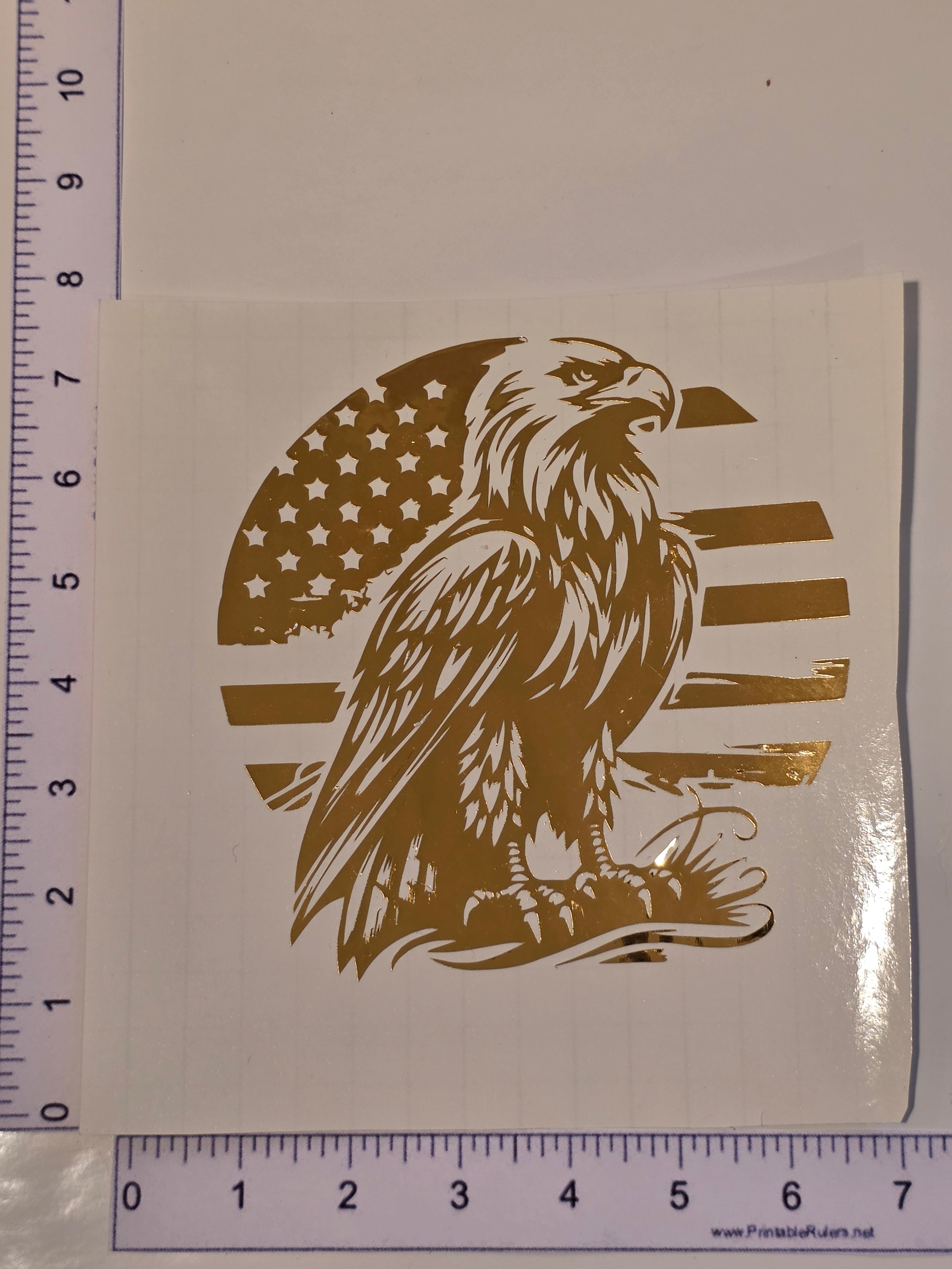 Metallic Gold Eagle with Flag decal