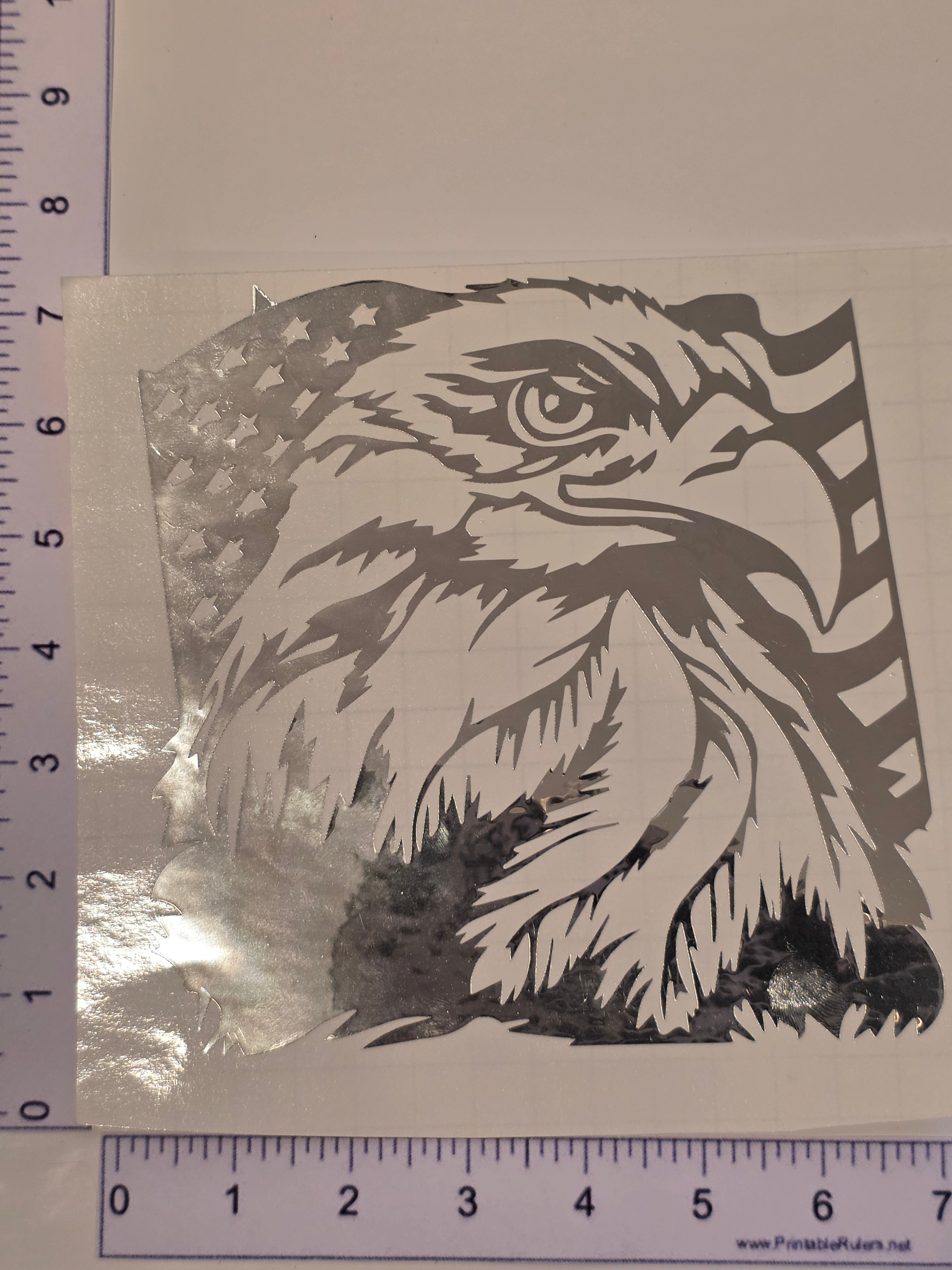 Chrome Silver Eagle with Flag Decal