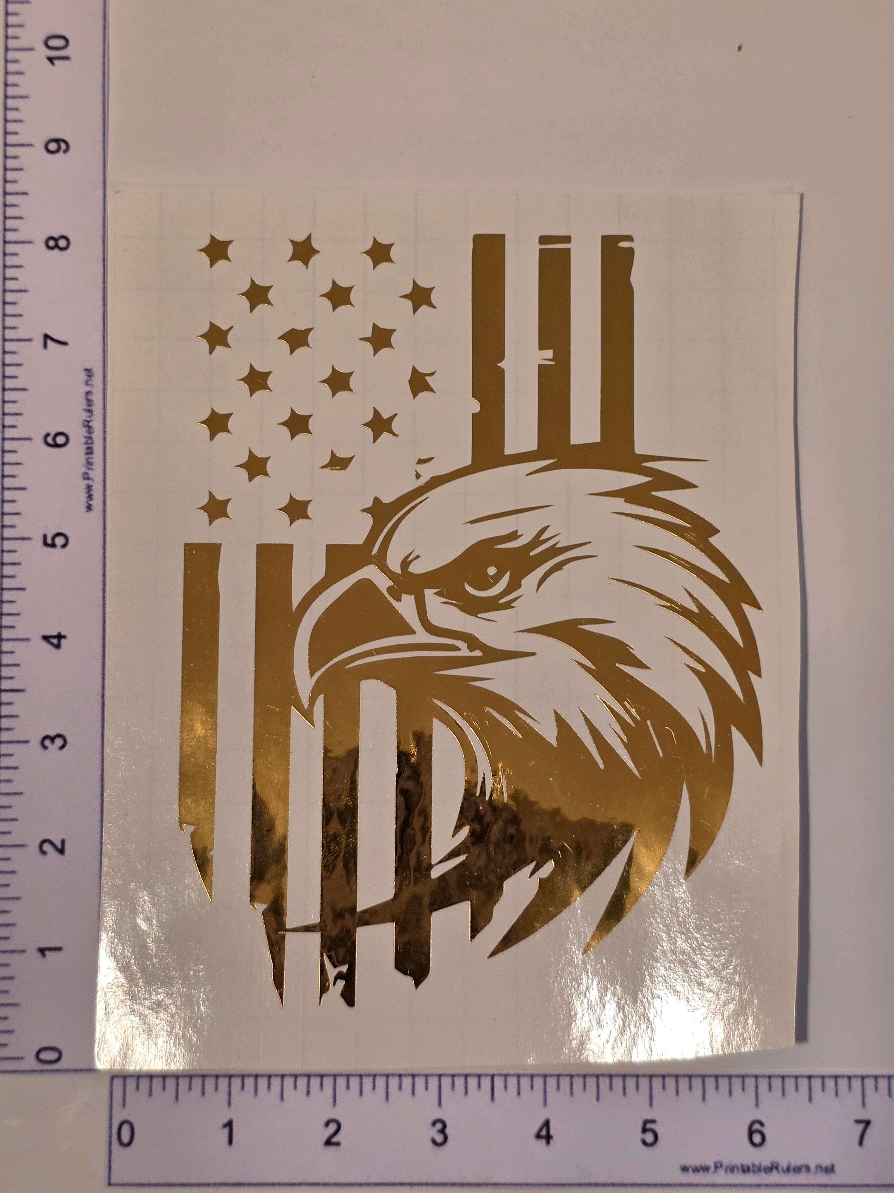 Chrome Gold Flag with an Eagle Decal