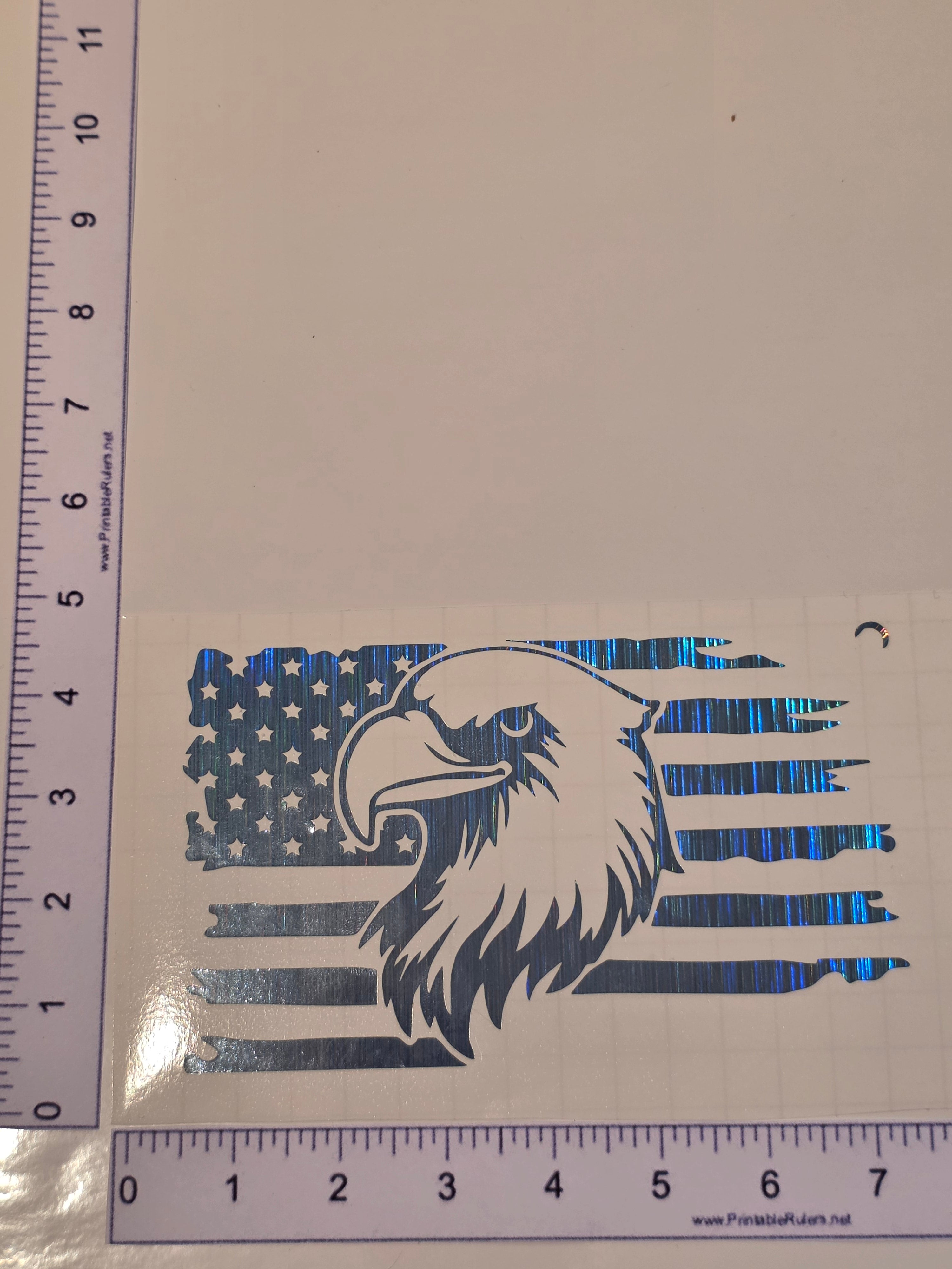 Reflective light blue Flag with an Eagle Decal