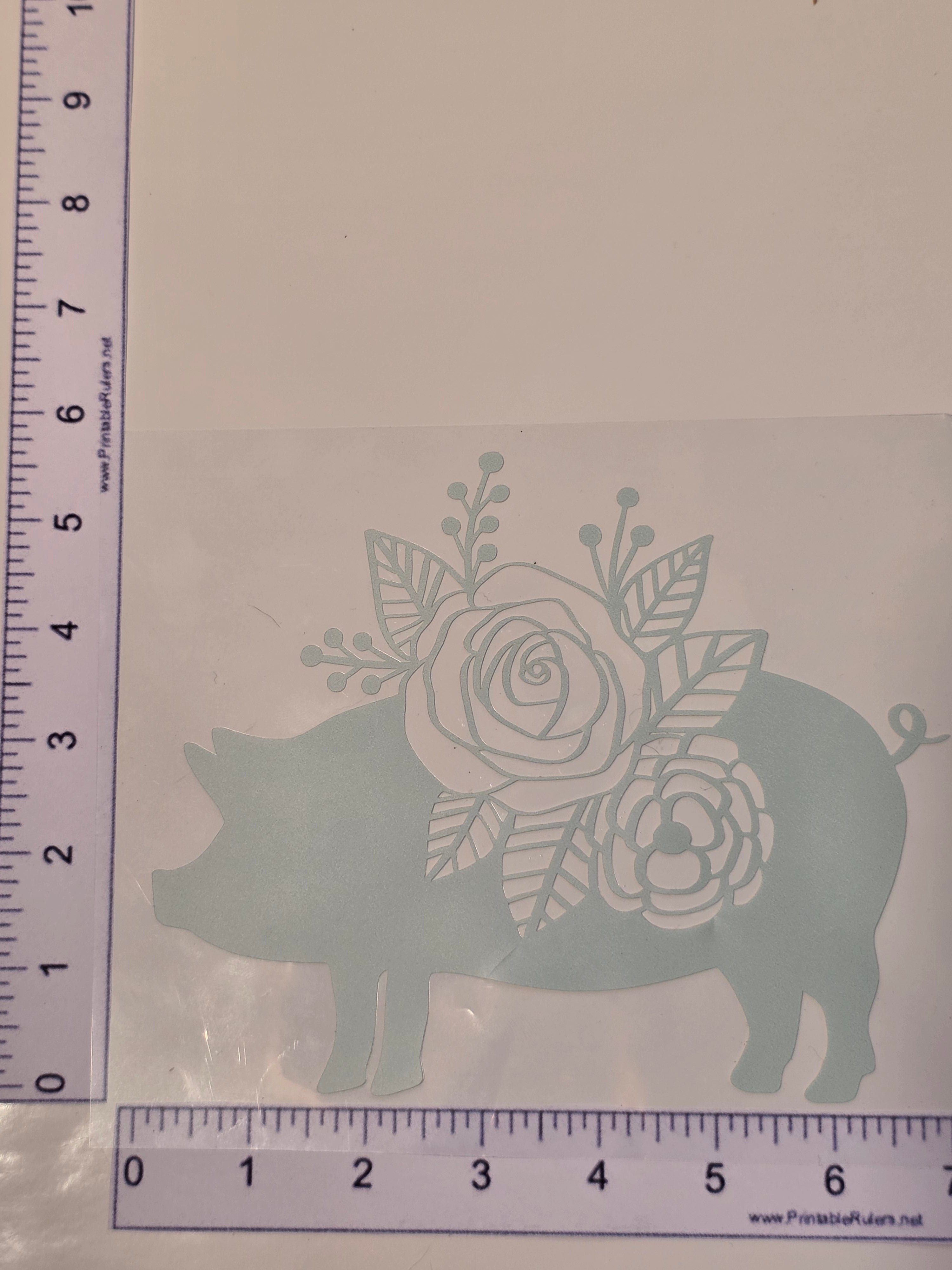 Mint Green Floral Pig