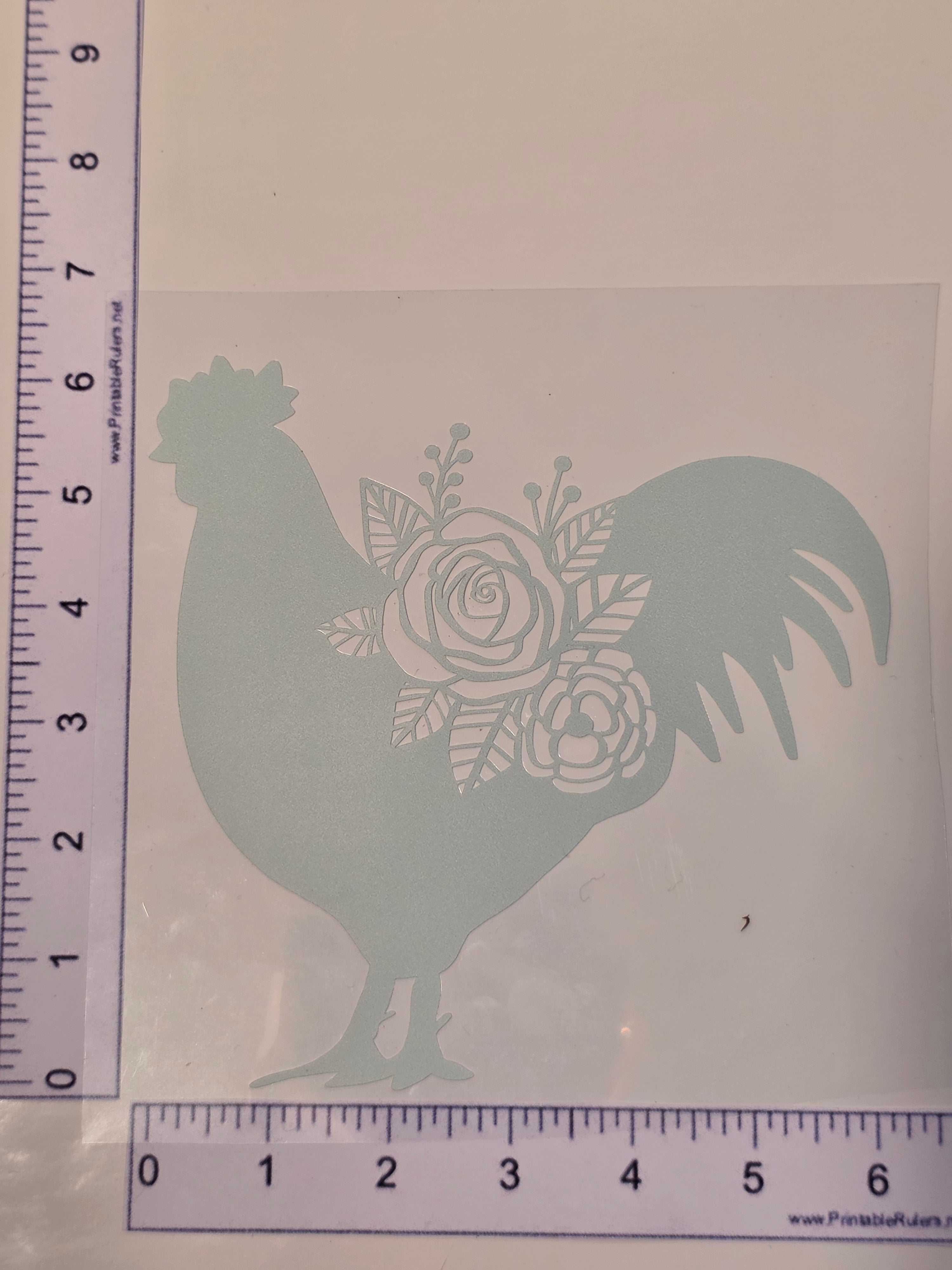 Mint Green Floral Rooster