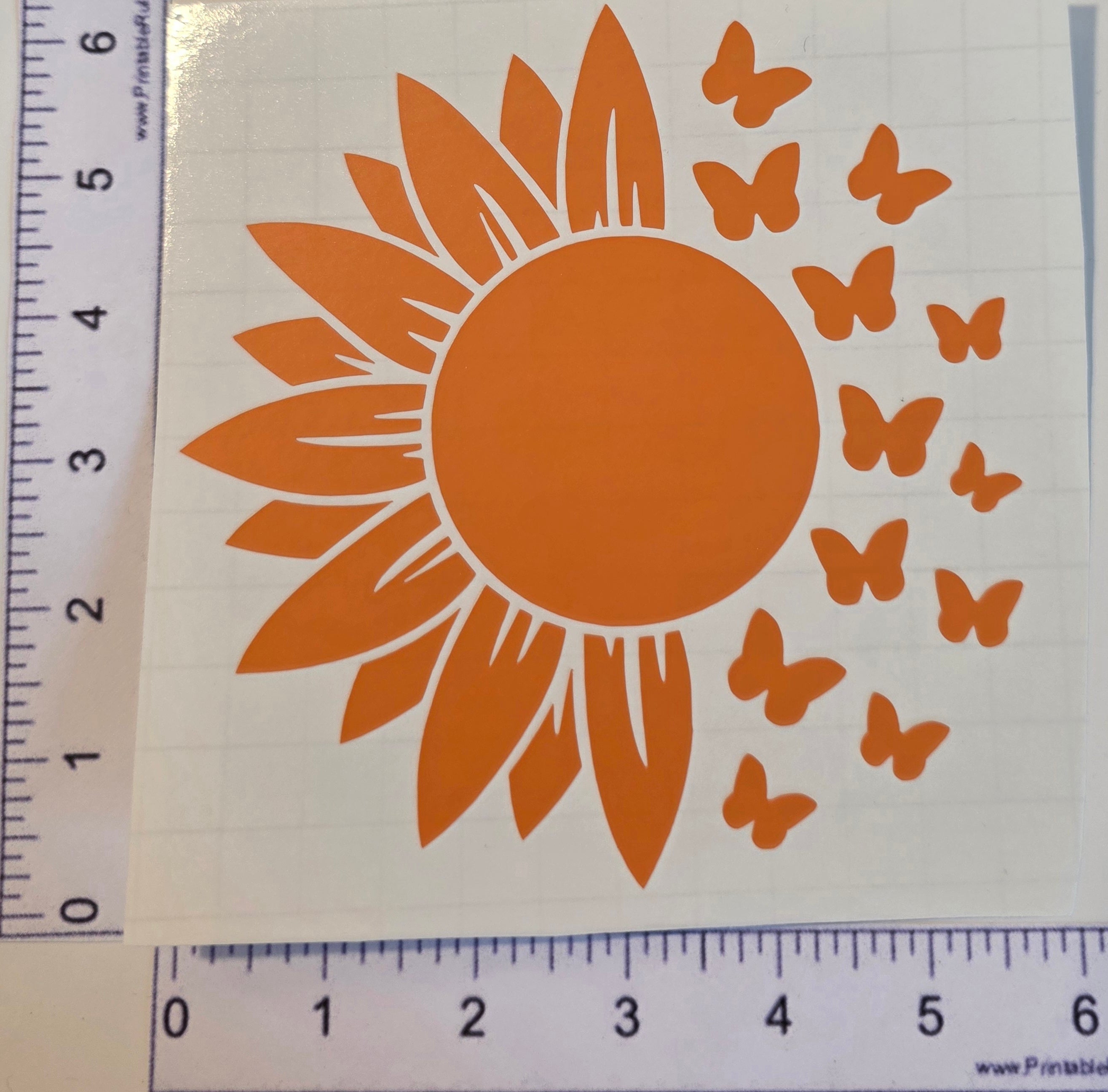 Orange Sunflower With Butterflies