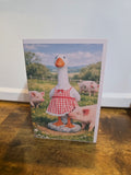 Porch Goose with Pigs Greeting Card