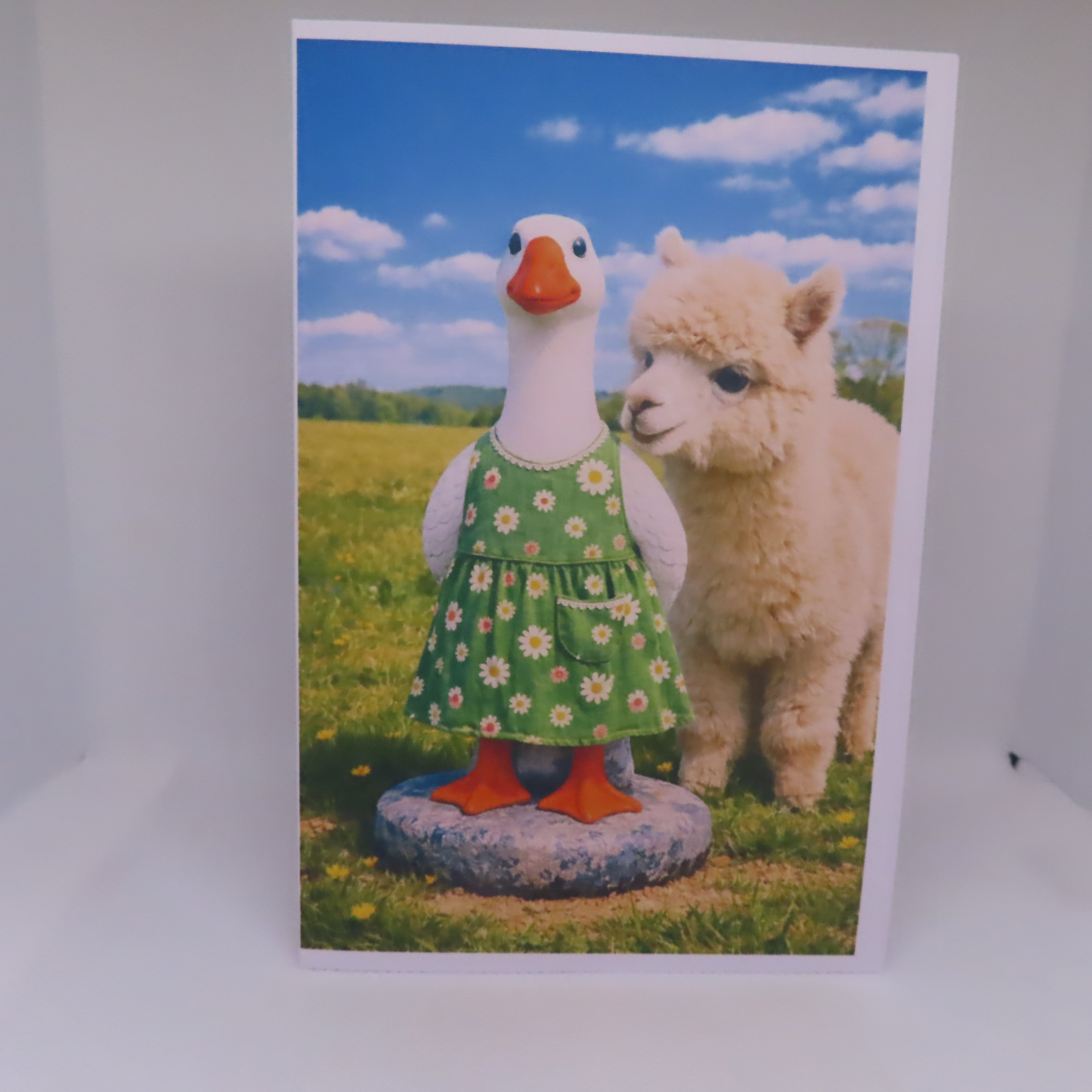 Porch Goose with an Alpaca Greeting Card