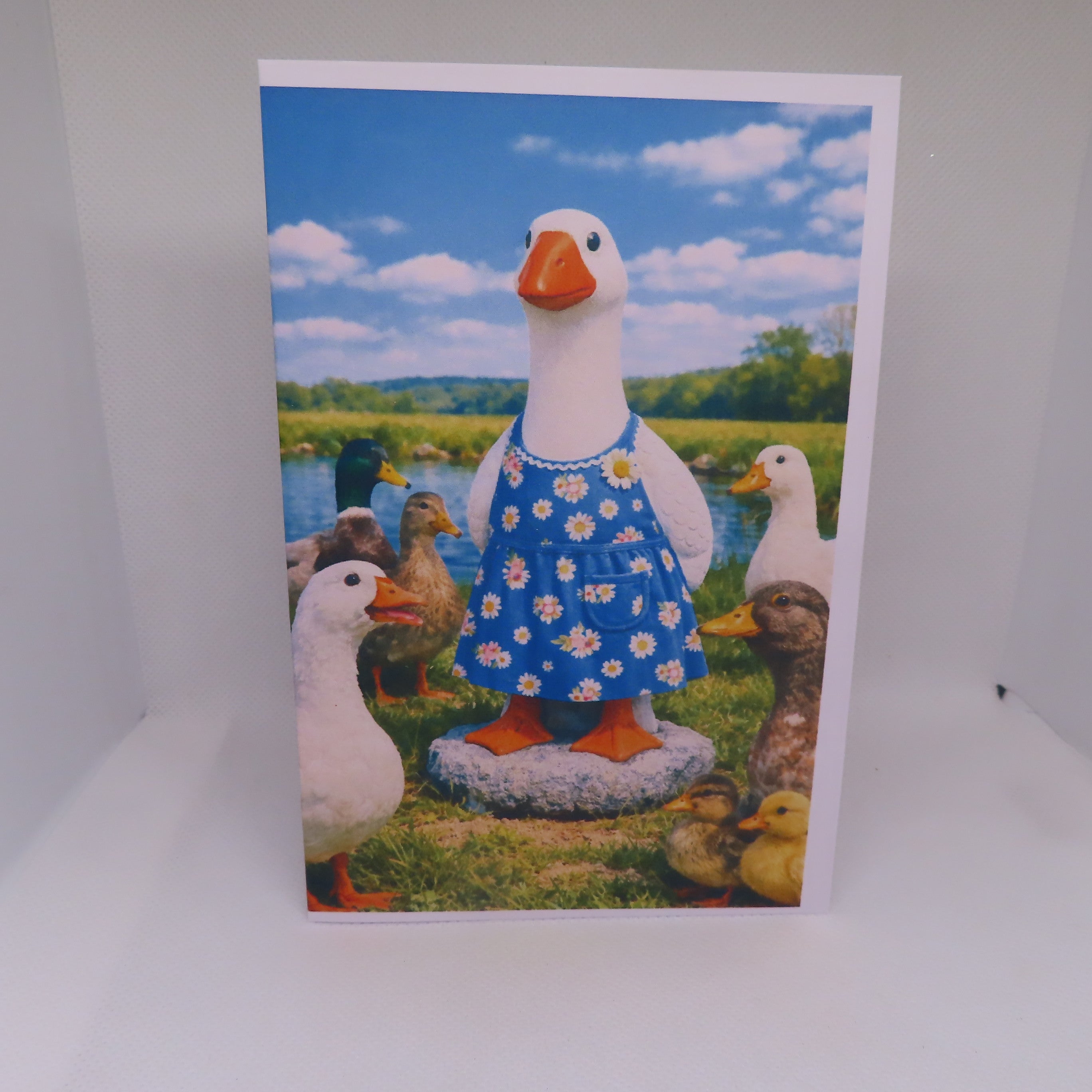 Porch Goose with Ducks Card