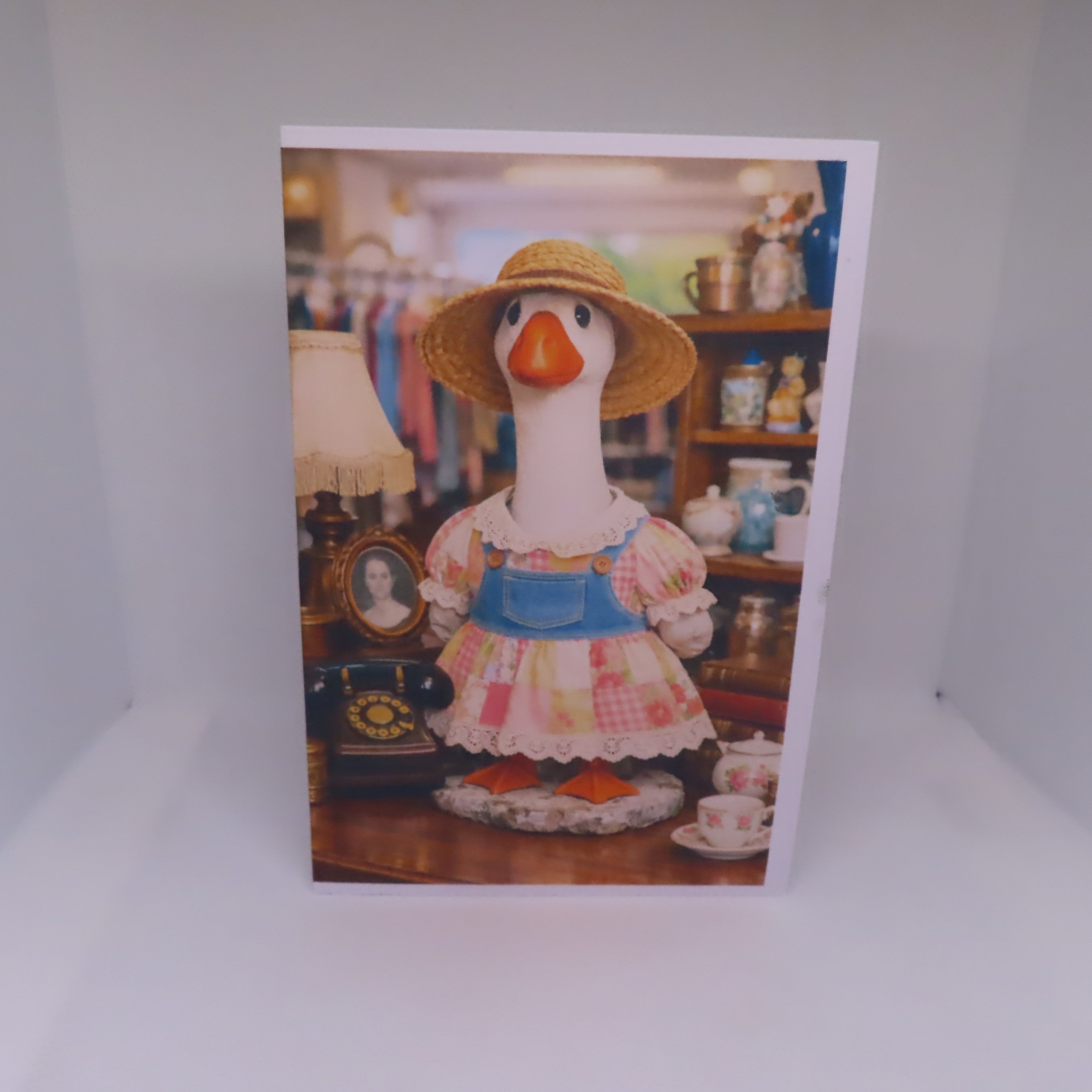 Thrifting Porch Goose Greeting Card