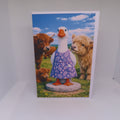 Highland Cow Porch Goose Greeting Card.