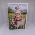 Porch Goose Riding a Goat Greeting Card