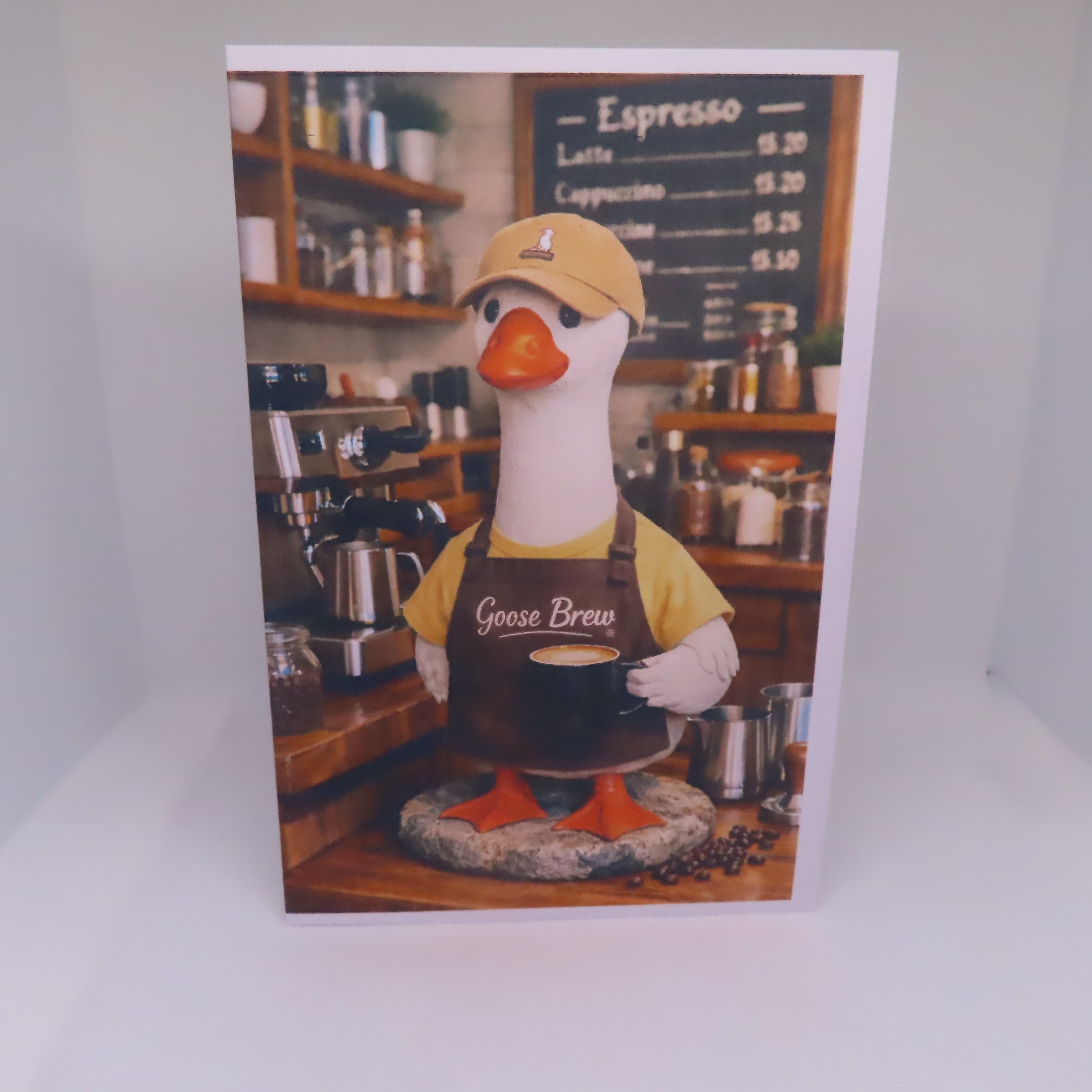 Barista Porch Goose Greeting Card