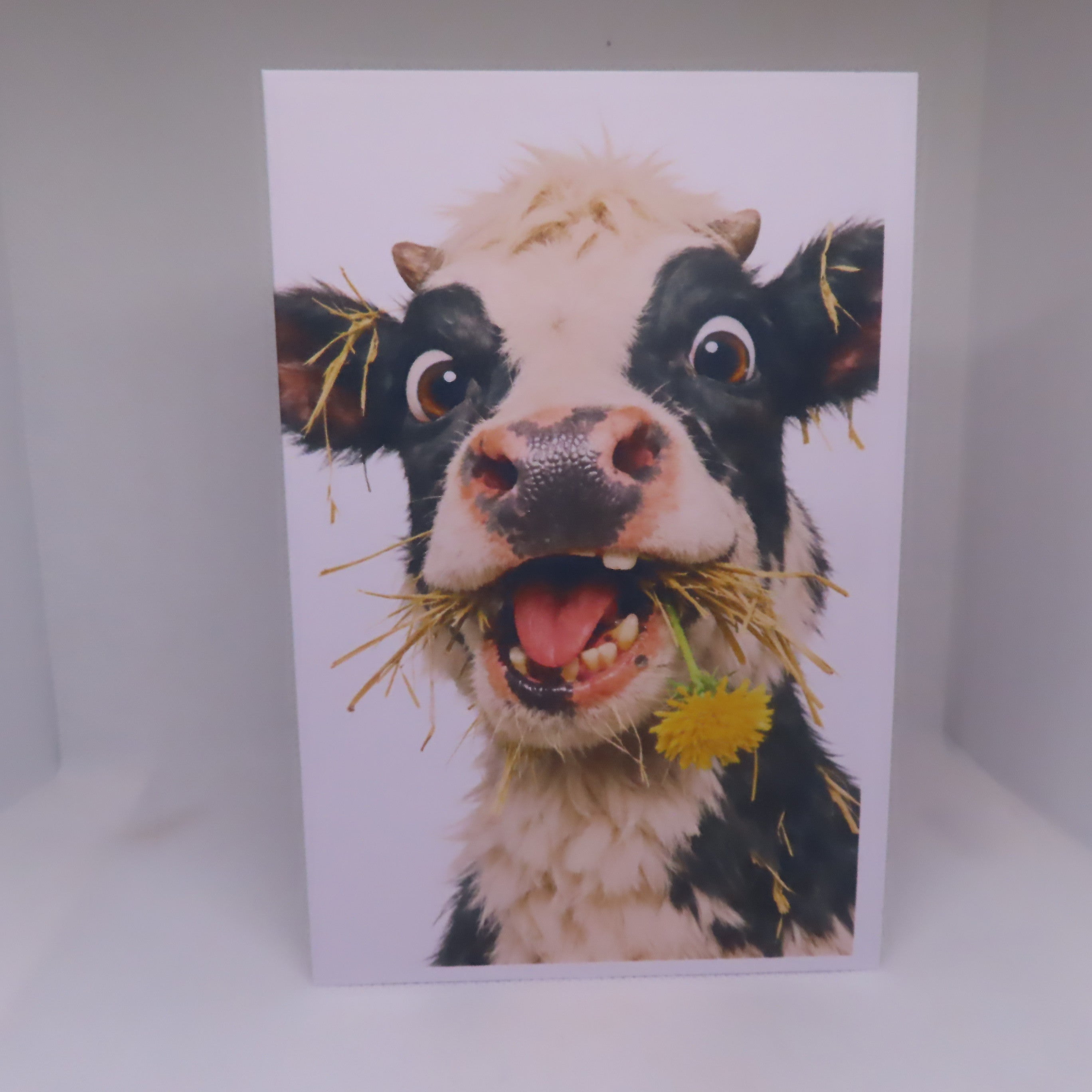 Goofy Cow Greeting Card