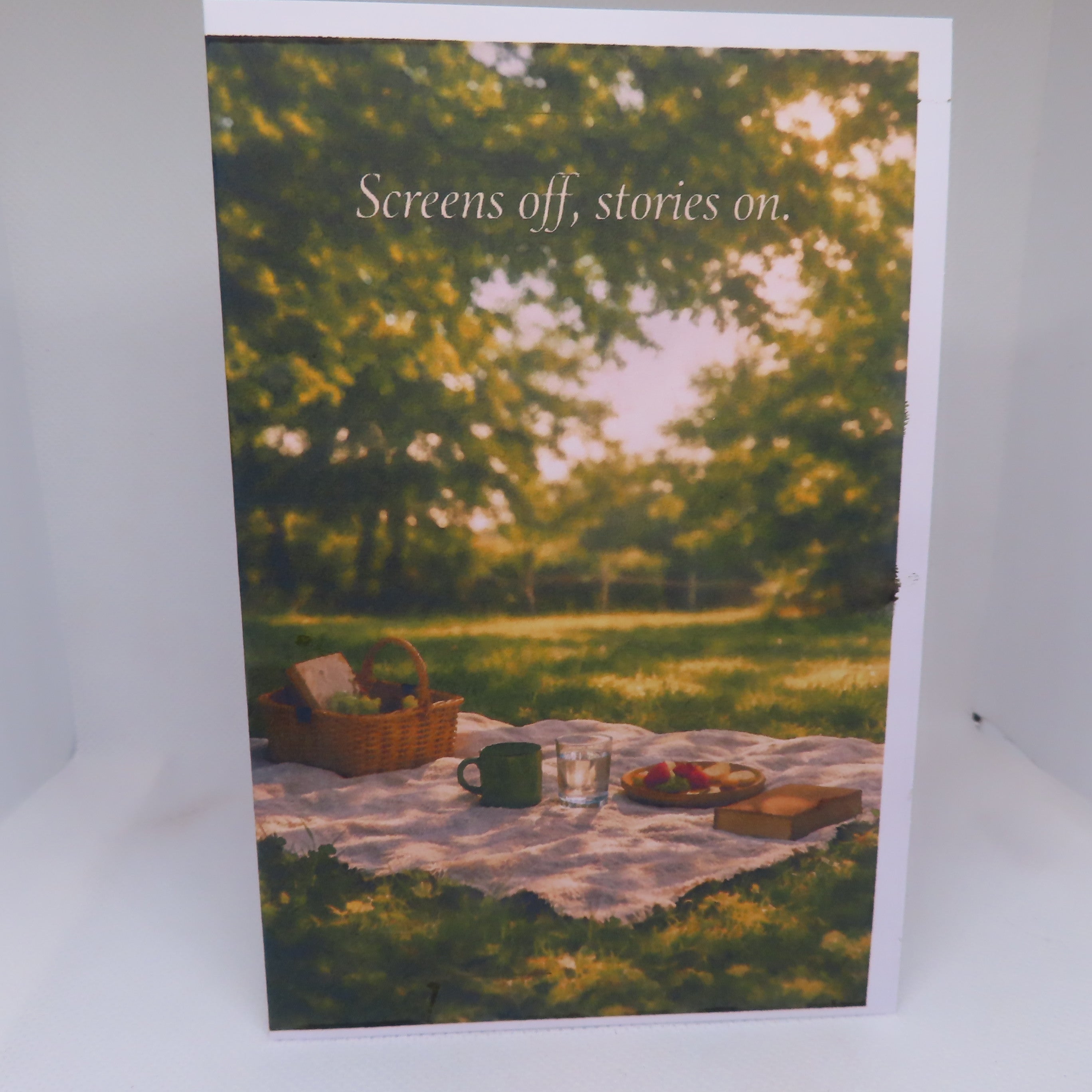Screens Off, Stories On Greeting Card