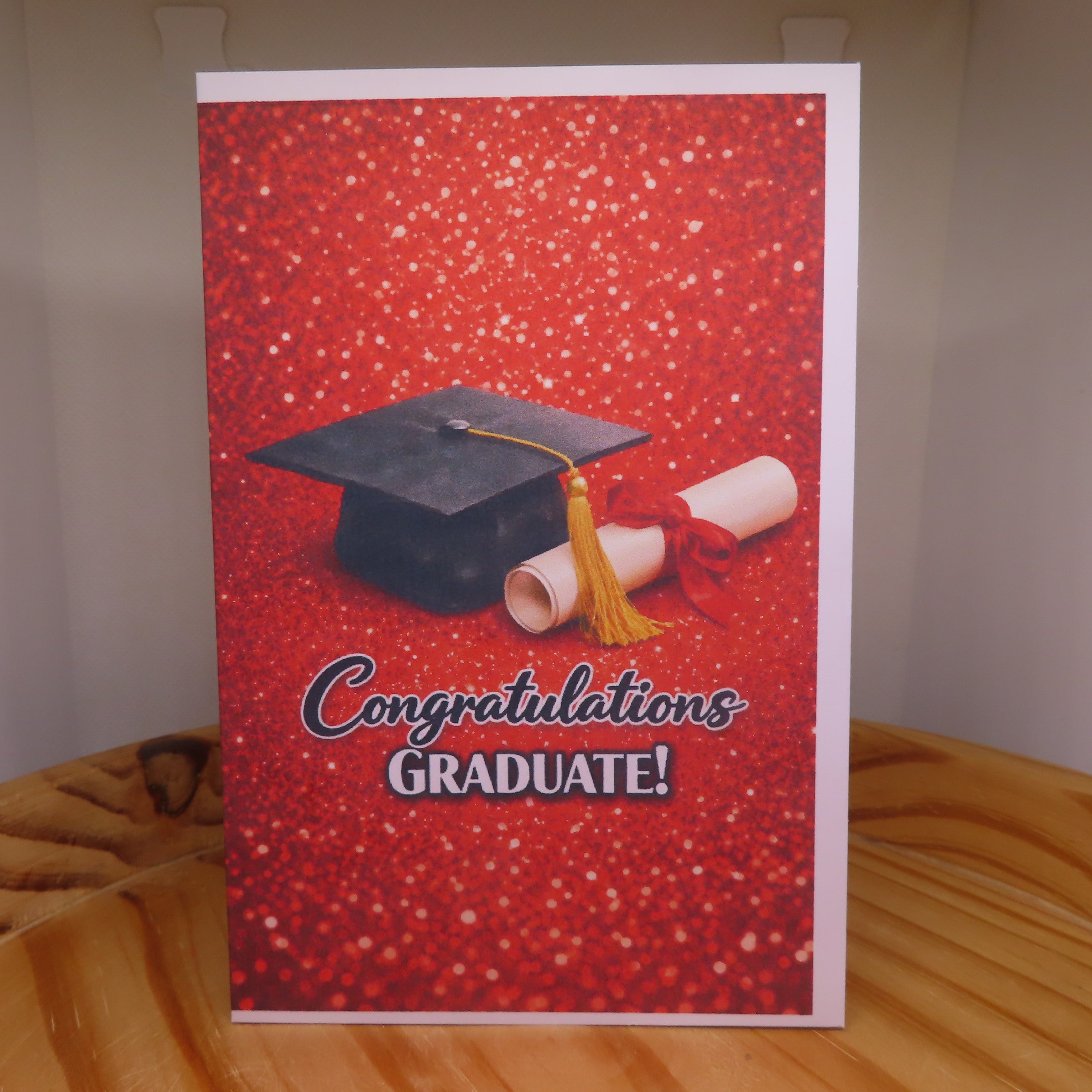 Red Glitter Graduation Card