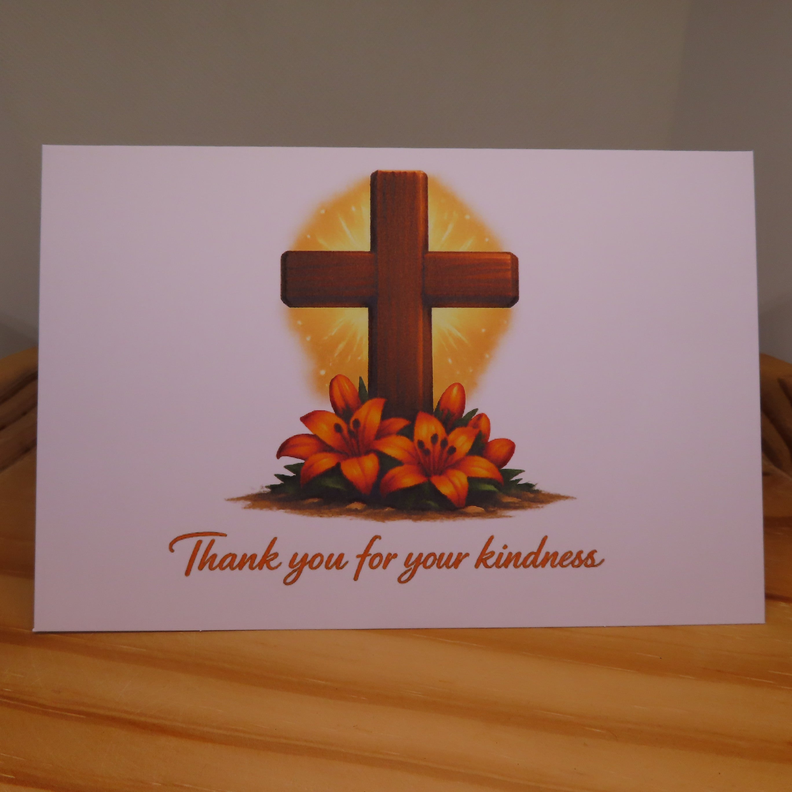 Cross with Lilies Thank You Card
