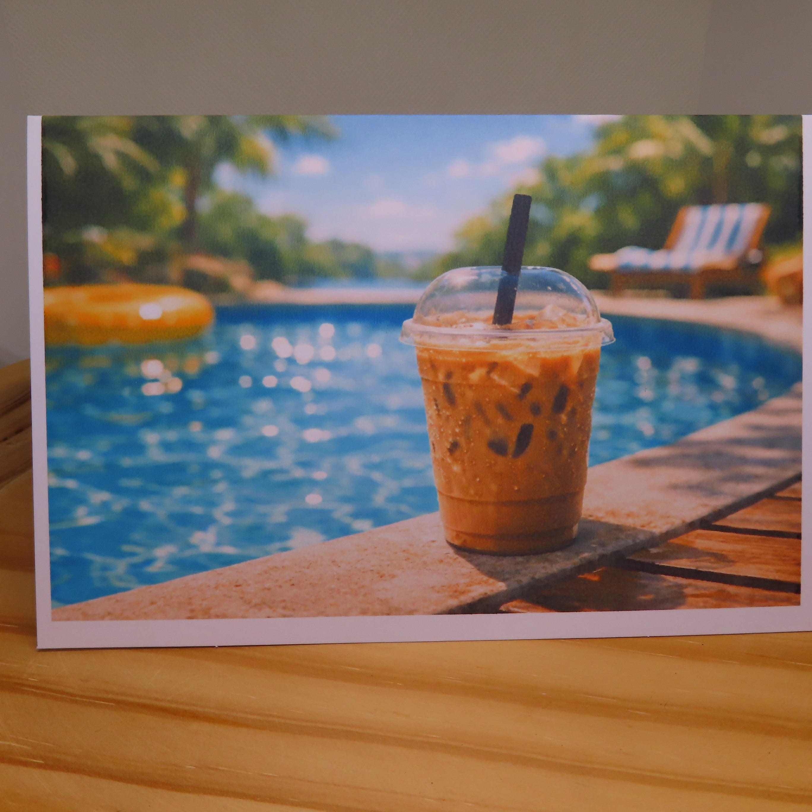 Iced Coffee by the Pool Card