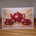 Red and Gold Geometric Teacup Card