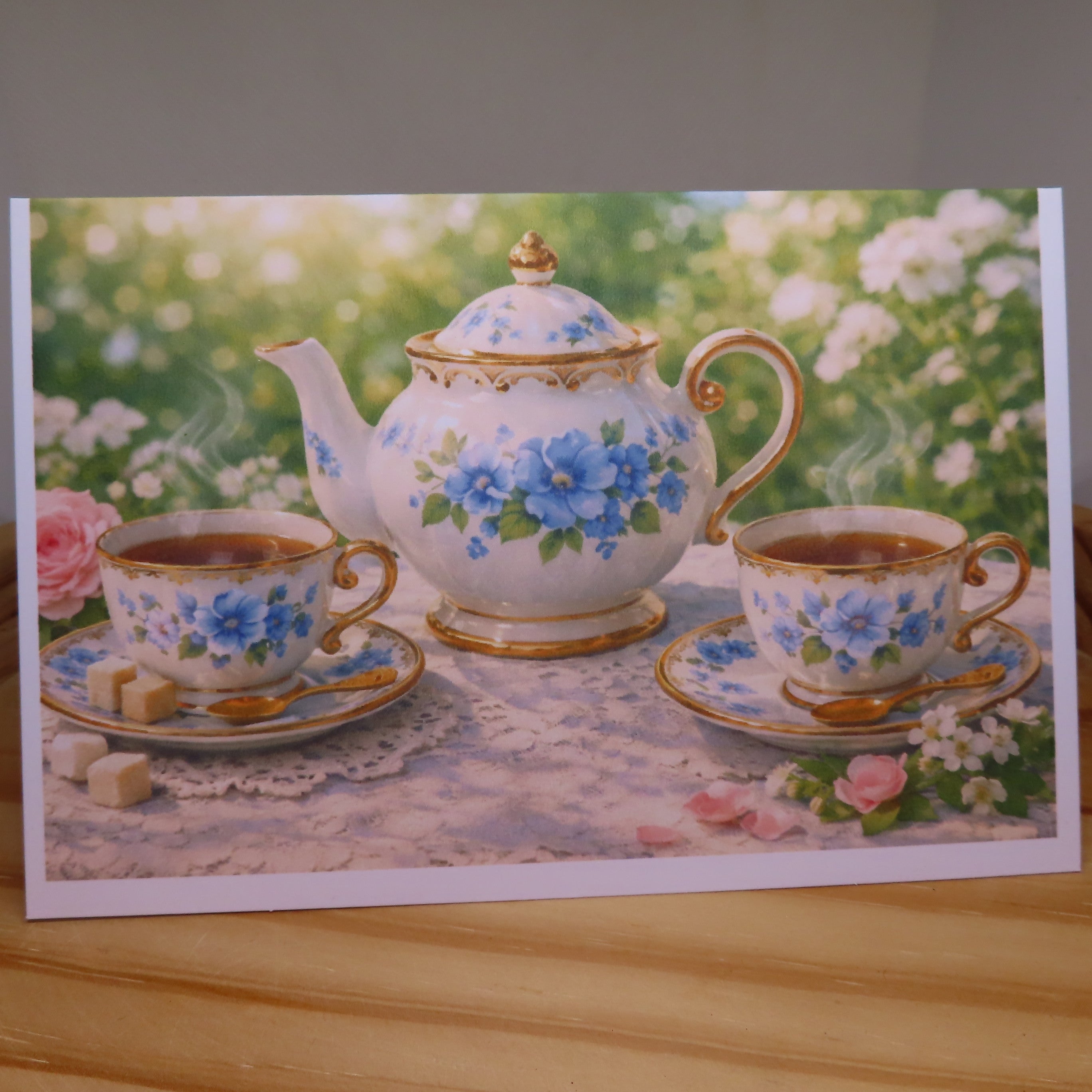 Blue Floral Teacup Card