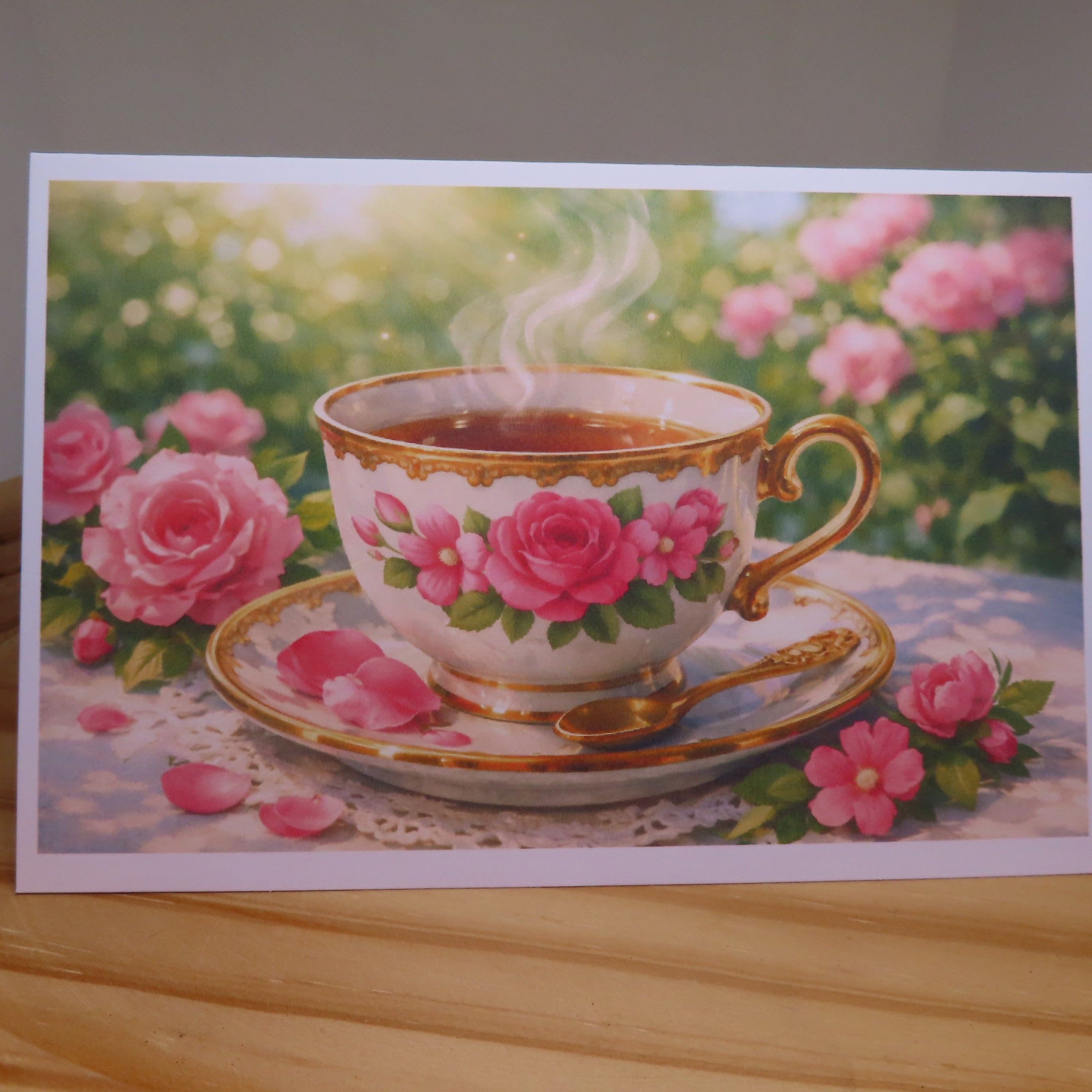 Pink Rose Teacup Thinking of You Card