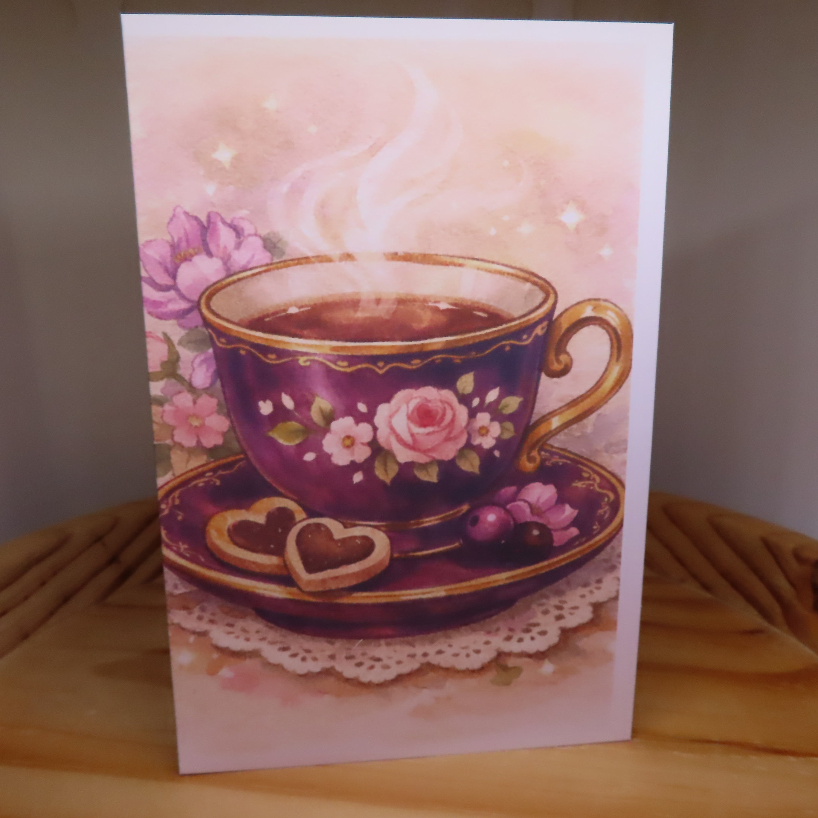 Deep Plum Tea Cup Card