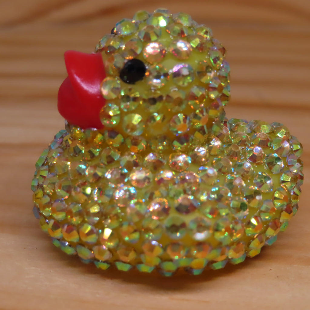 Yellow AB Resin Rhinestone Blinged Duck