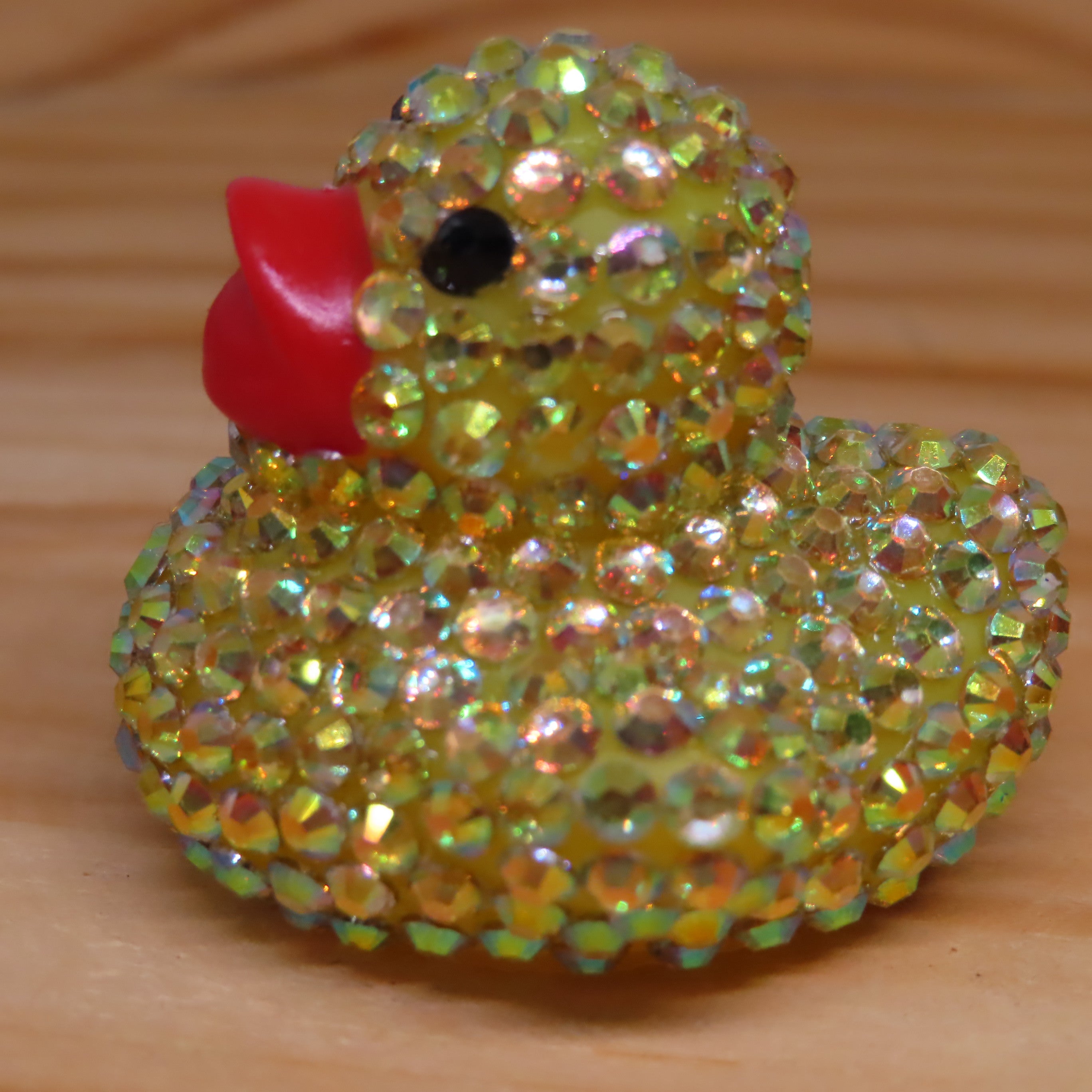 Yellow AB Resin Rhinestone Blinged Duck