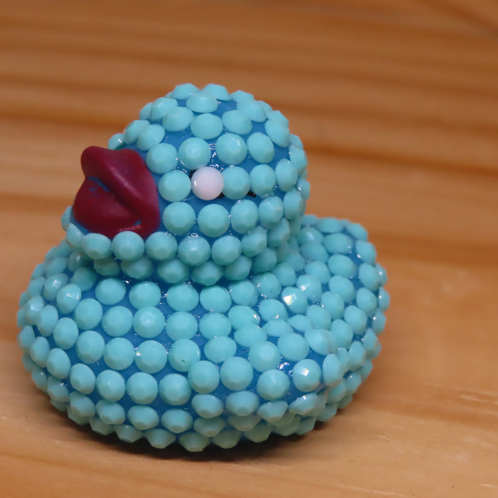 Light Turquoise Chalk Rhinestone Blinged Duck